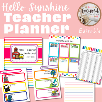 Preview of Sprinkle Kindness Teacher Planner | 2024-2025 Planning Notebook | FREE Updates