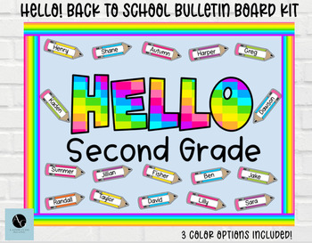 Preview of Hello Theme Back to School Bulletin Board and Door Kit with Pencils
