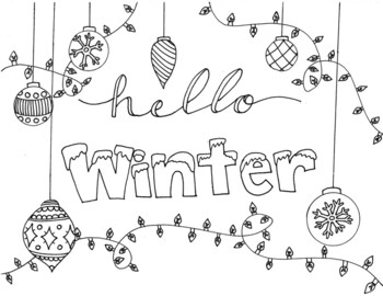 Winter Coloring Pages, Hello Winter December Activities Coloring