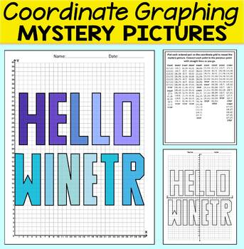 Preview of Hello Winter Coordinate Graphing Picture - Winter Mystery Pictures
