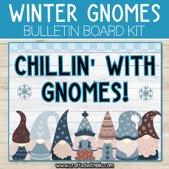 Preview of Hello Winter Gnomes Bulletin Board Kit Door Classroom Decor January Decoration