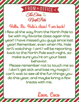 Preview of Hello and Goodbye Letters from the Elf-EDITABLE