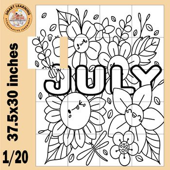 Preview of Hello july coloring pages activities Collaborative Poster Bulletin Board craft