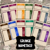 Hello my name is name tags colorful vintage grunge finish