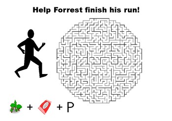 Help Forrest Gump finish his run maze puzzle by Steven s Social Studies