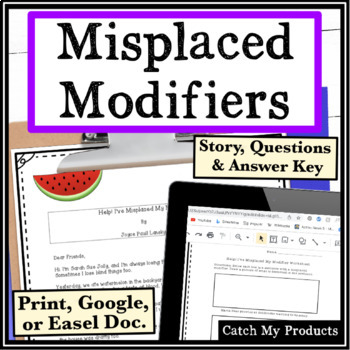 Preview of Dangling or Misplaced Modifiers | Print Worksheets
