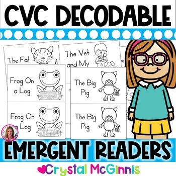 Preview of CVC Word Decodable Stories | 12 CVC Word Printable Books for Guided Reading