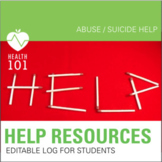 Help Resource for Students- Editable!  Suicide, Abuse, Adv