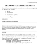 Help Wanted Poster and Cover Letter For Job in Ancient Mes