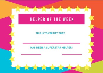 Preview of Helper of the week certificate
