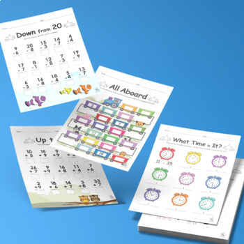 Preview of Printable Assorted Math Worksheet Bundle ⭐️ English