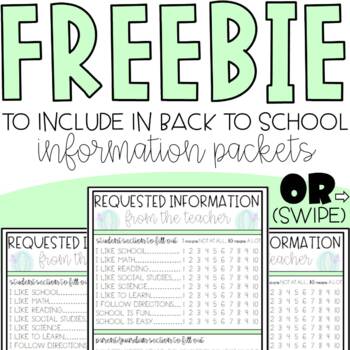 Preview of Helpful Input to Know from Students & Parents - FREEBIE - Can use at any time