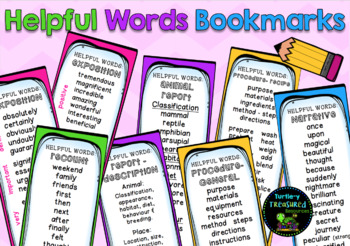Preview of Helpful Words Bookmarks - Writing Structures