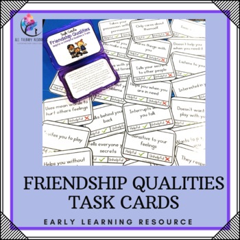 Preview of Helpful vs Unhelpful Friendship Qualities Task Cards - Social Skills