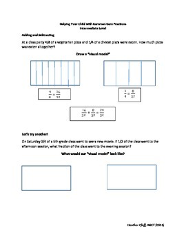 Preview of Helping Children with Common Core Fractions