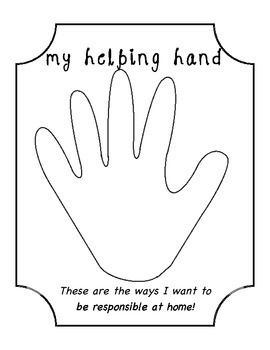 Helping Hand Worksheet - Introducing Responsibility | TpT