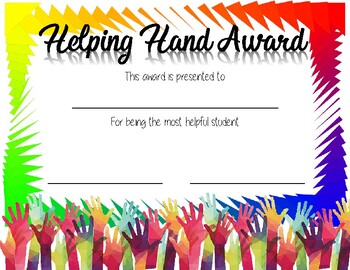 Helping Hands Award by Teach 4th Kids | Teachers Pay Teachers