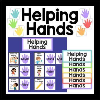 Helping Hands Classroom Jobs Bulletin Set by Lively Literacy | TpT