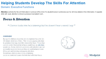 Preview of Helping Students Develop The Skills For Attention