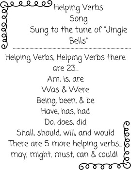 Preview of Helping Verbs Song
