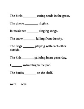 helping verbs was and were worksheet by heather mccrimmon tpt