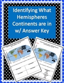 Hemispheres/Continents Worksheet w/ Answer Key