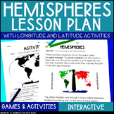 Hemispheres Lesson with Latitude & Longitude Worksheets - 