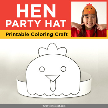 Preview of Hen Barnyard Farm Animal Headband, Party Hat, Coloring Craft, Chicken Costume