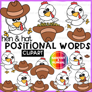 Preview of Hen Positional Words Clipart - Prepositions Farm Clipart - Spatial Concepts