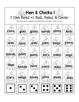 Hen and Chicks - I Can Read It! Roll, Read, and Cover (Lesson 5)
