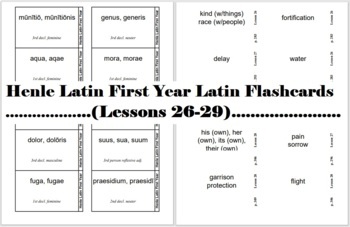 Preview of Henle Latin First Year Vocabulary Flashcards (Lesson 26-29)