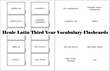 Preview of Henle Third Year Latin Vocabulary Flashcards