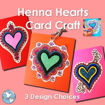 Preview of India! No Prep Henna Hearts Cards Craft—Mother’s Day, Valentines Day