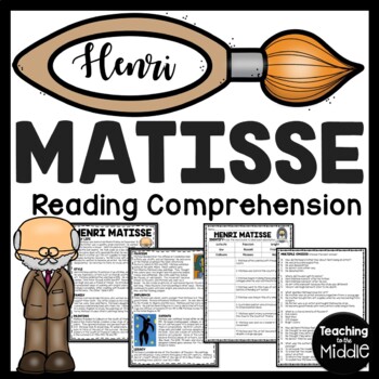 Preview of Artist Henri Matisse Reading Comprehension Worksheet for Art History