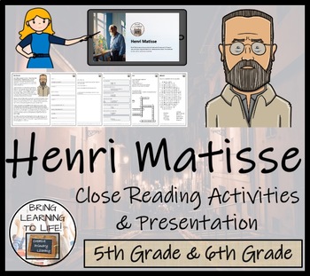 Preview of Henri Matisse Close Reading Comprehension Activity | 5th Grade & 6th Grade