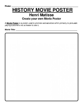 Preview of Henri Matisse "Movie Poster" WebQuest & Worksheet