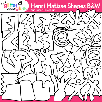 Preview of Henri Matisse Shapes Clipart: Collage Cutout Shapes Clip Art, Black & White PNG