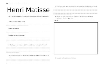 Preview of Henri Matisse Worksheet
