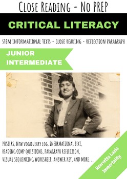Preview of Henrietta Lacks Immortality STEM Close Reading Informational Text No Pack
