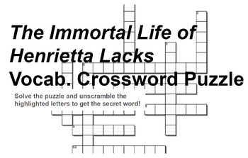 Preview of Henrietta Lacks Vocabulary Crossword Puzzle
