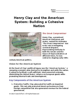 Preview of Henry Clay and the American System: Building a Cohesive Nation Info Guide