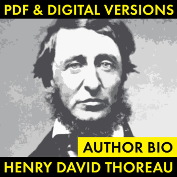 Preview of Henry David Thoreau Author Study Worksheet, Thoreau, PDF & Google Drive CCSS