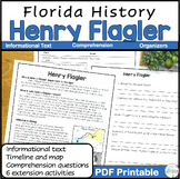 Henry Flagler Reading Comprehension Worksheet Activities