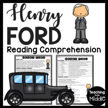 Preview of Inventor Henry Ford Biography Reading Comprehension Worksheet Assembly Line