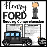 Inventor Henry Ford Biography Reading Comprehension Worksh