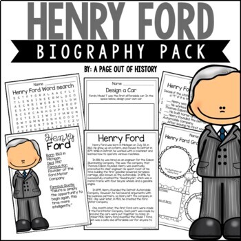 Preview of Henry Ford Biography Unit Pack Research Project Famous Inventors