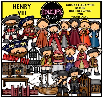 Preview of Henry VIII Clip Art Bundle {Educlips Clipart}