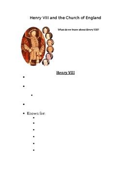 Preview of Henry VIII and the Church of England (guided notes)