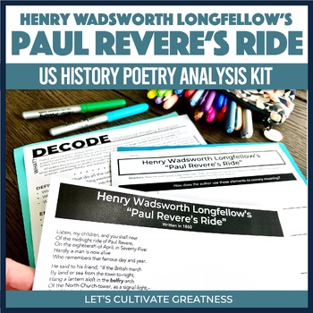Preview of Longfellow's Paul Revere's Ride Poetry Analysis Print & DIgital