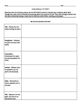 Emily Dickinson: Various Poetry - TP-CASTT Activity by Electric English